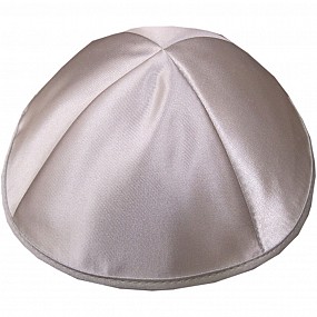 Silver Satin Kippah with four sections