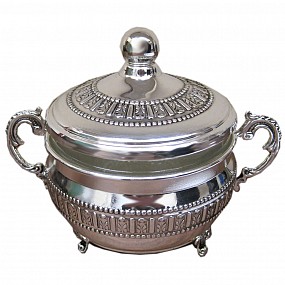 Silver Plated Honey Pot with Feet and Handles