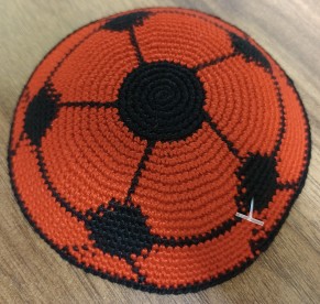 Red knitted football kippah