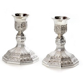 Silver Plated Filigree candle sticks 10cm