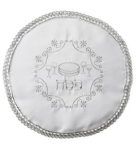 Round Matzah Cover  silver embroidery