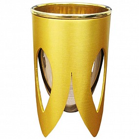 Gold Nickel and 24K Gold Kiddush Cup with Lotus Design Gold 