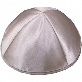Silver Satin Kippah with four sections