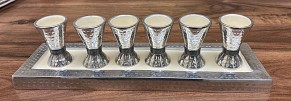 Hammered and cream cups and tray set