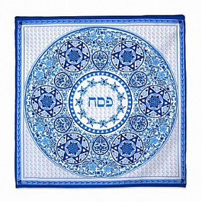 Square Blue/White matzah Cover