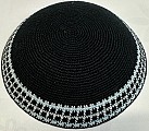 Black knitted kippah  16cm with border 