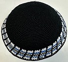 Black knitted kippah 15cm with rim 