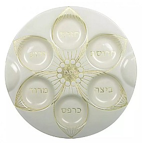 Seder plate  with gold leaf