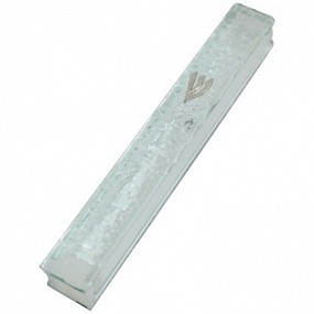 Glass Mezuzah Case - Frosted 10cm 